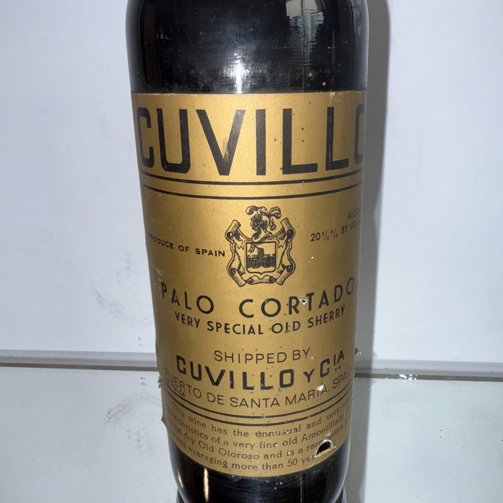 Cuvillo y Cia Palo Cortado Very Special Old Sherry 1970s Bottle Very Rare