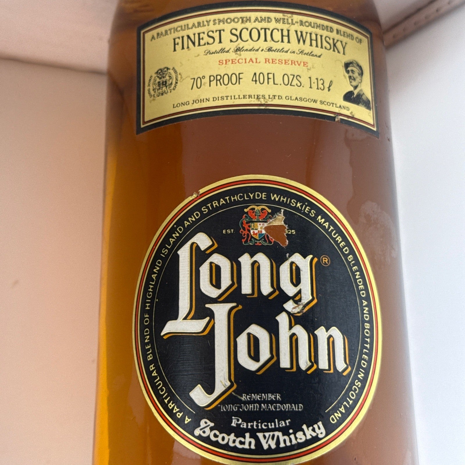 Vintage circa 1970s Long John Special Reserve Finest Scotch Whisky 1.13L