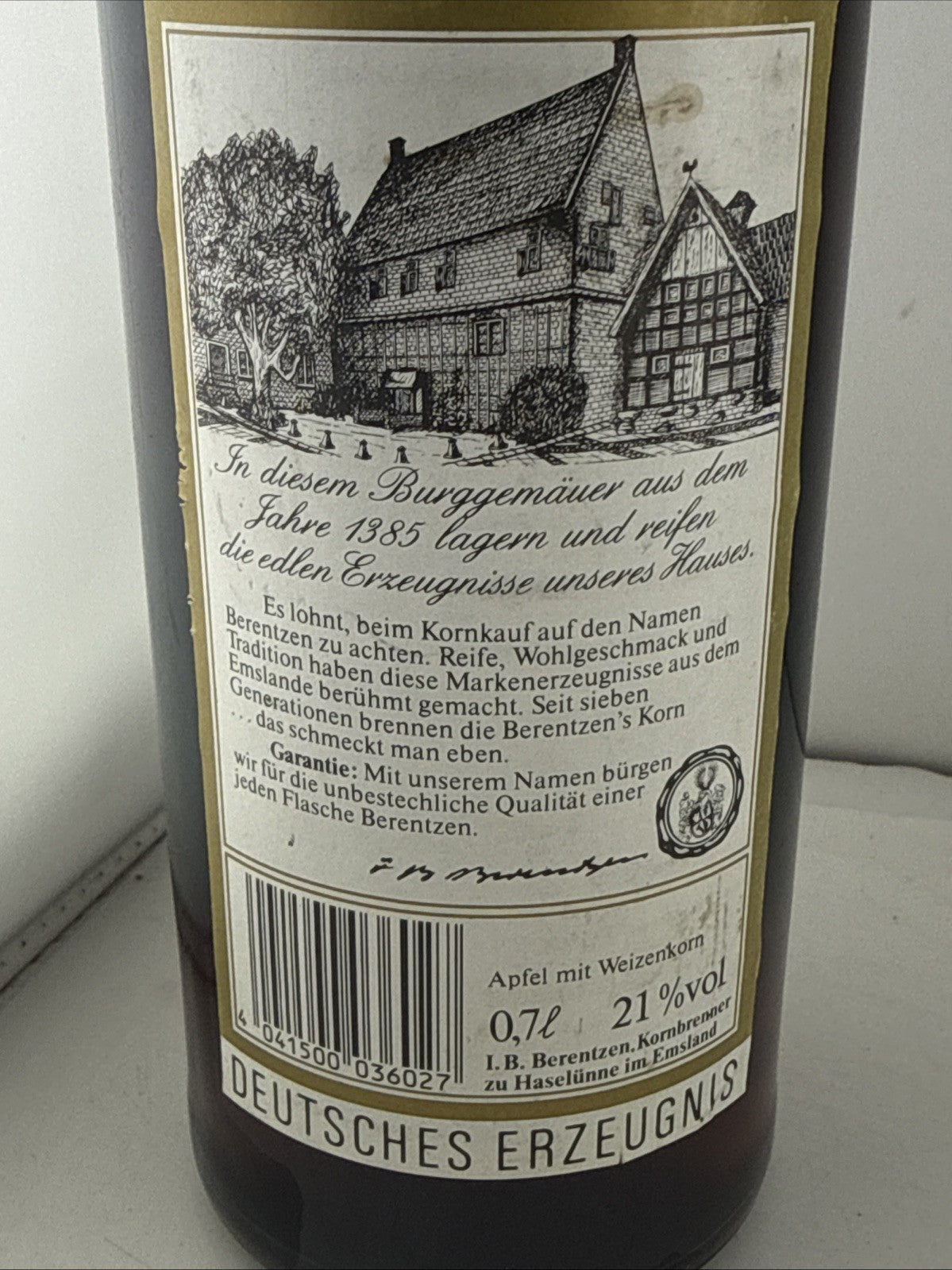 Vintage Berentzen Apfel Apple Liqueur 70cl 21% German 1980s/90s