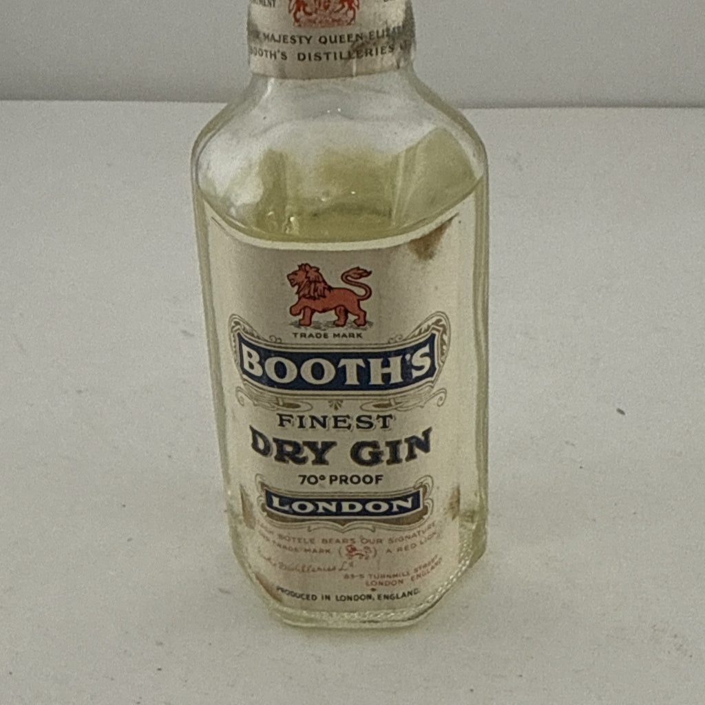 1950s/60s Booth’s Finest Dry Gin Miniature 70 Proof London