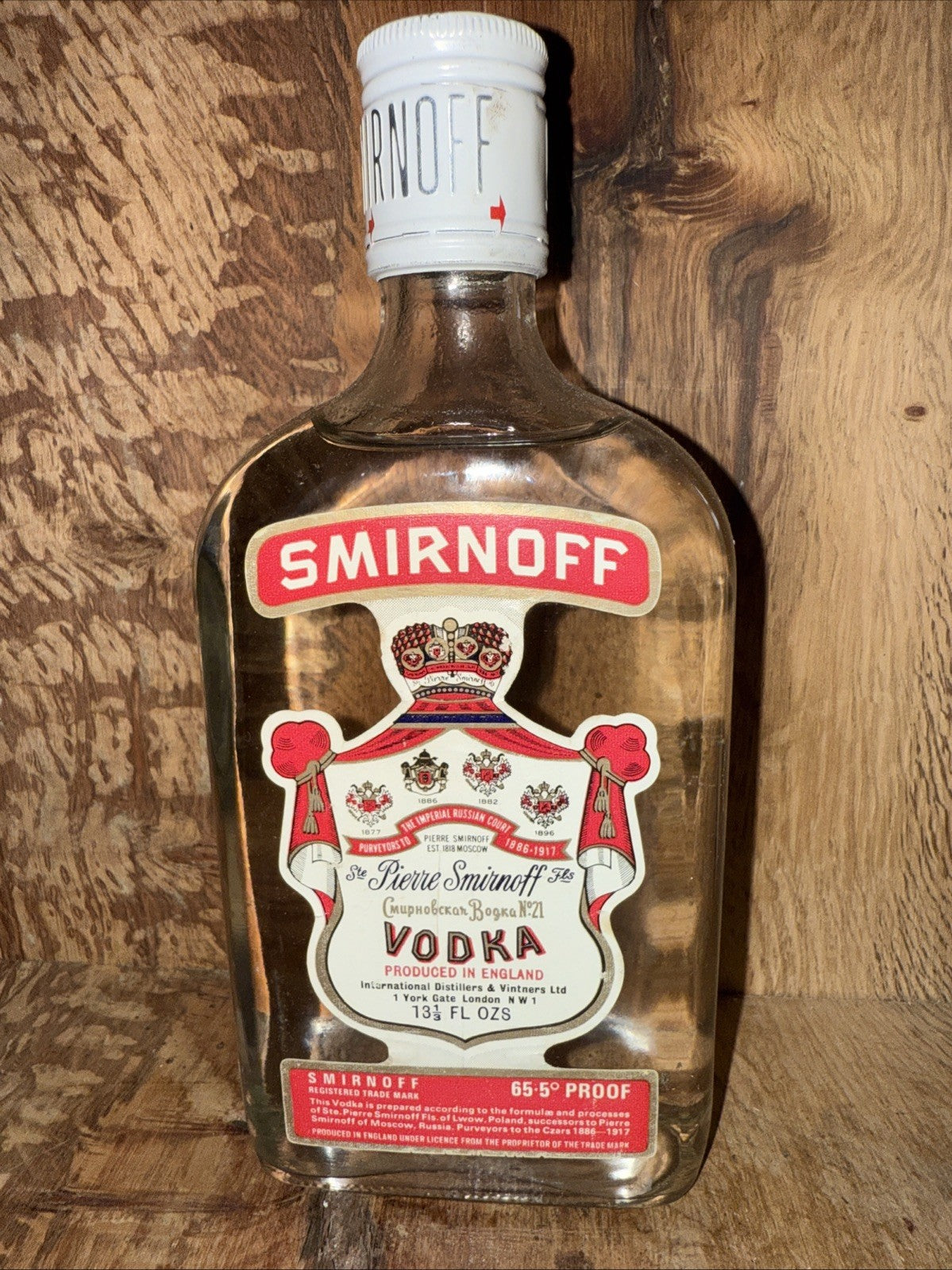 Smirnoff bottled 1970s 65.5 % proof 13 1/3 fl oz Vodka  mature Unique Flavour