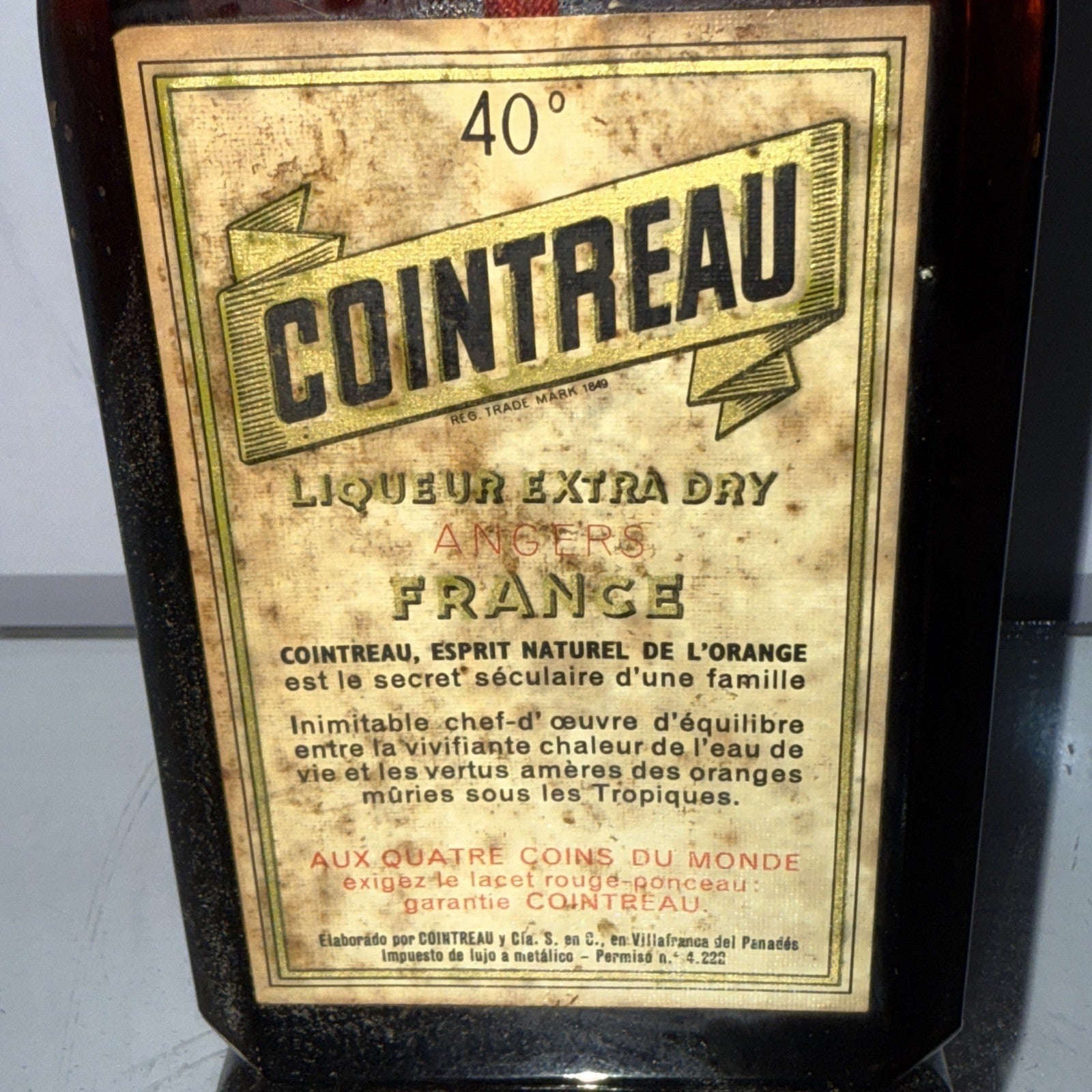 Cointreau 40% Proof Bottled 1960s(?) No Size But Approx 750ml