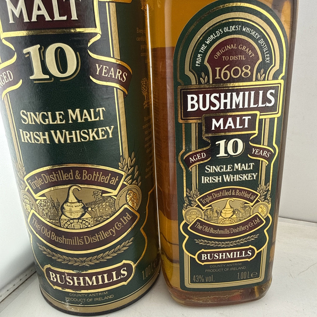 Bushmills Malt 10 Year Old Irish Whiskey 1L 43% Old Bottling With Tube 1990s Bot