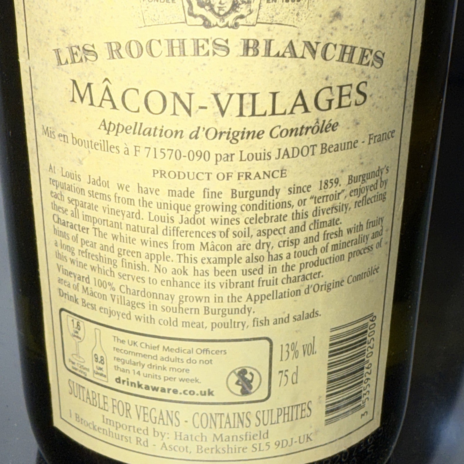 Louis Jadot “Les Roches Blanches” Mâcon-Villages unoaked Chardonnay