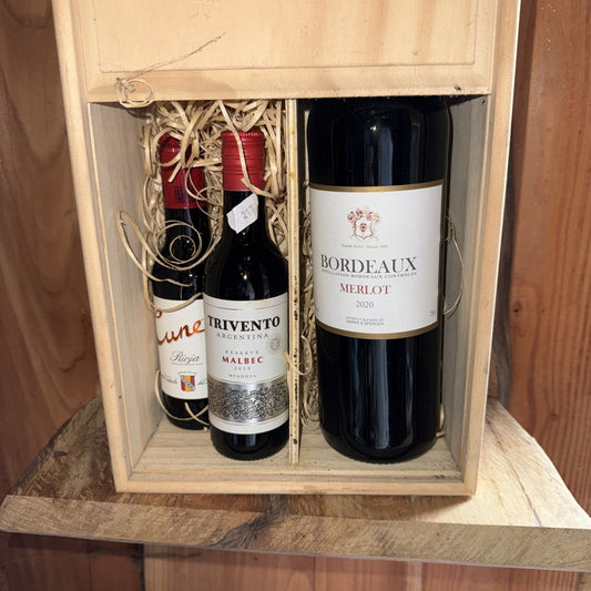 M and S Boxed special Bordeaux 70cl plus 2 bottles 18.5cl