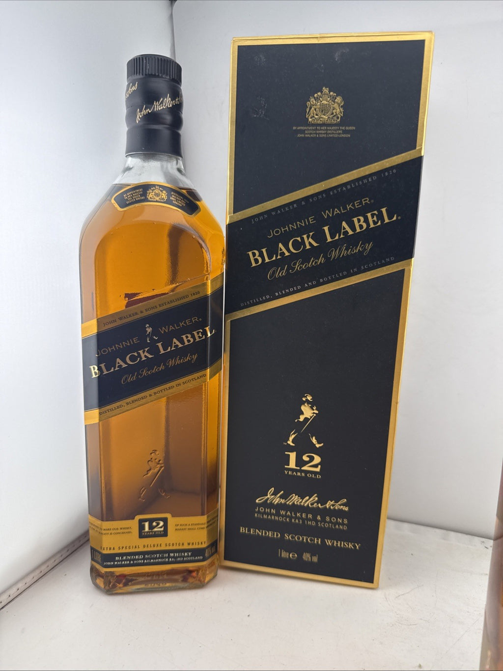 Johnnie Walker Black Label 12 Year Old Whisky 1L 40% 1990s Boxed