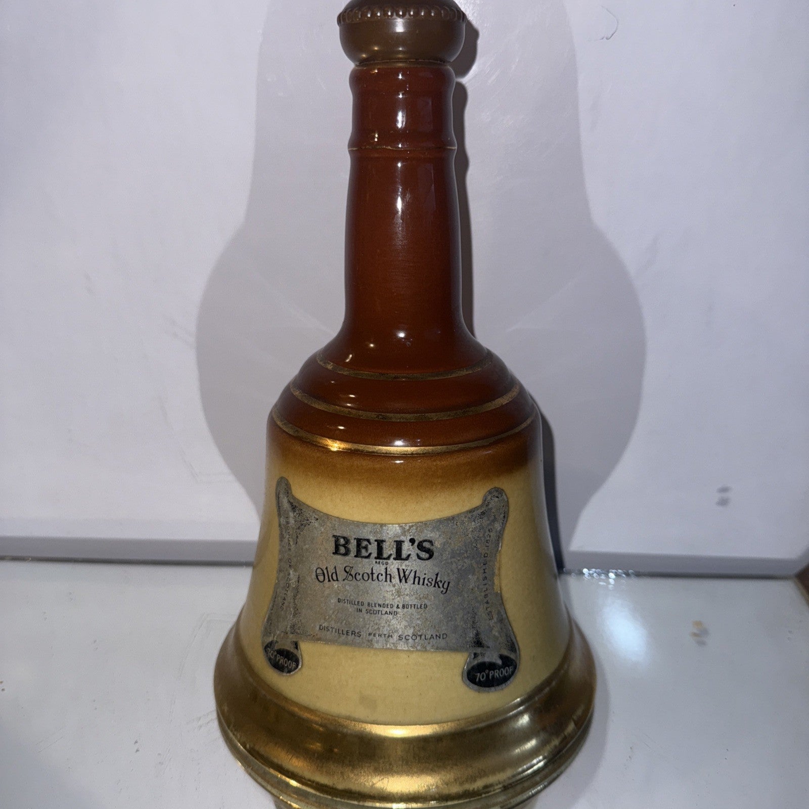 Bells Old Scotch Whisky Mini Decanter  70 Proof 26 2/3 Floz 1970s