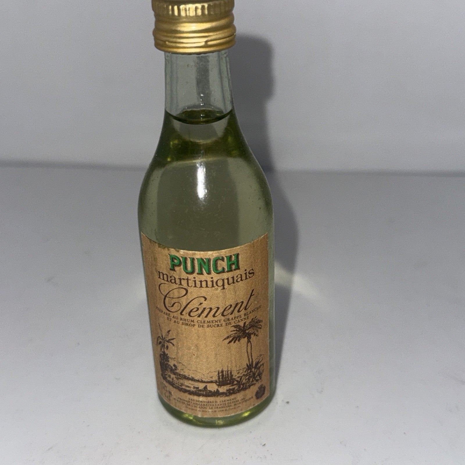 Vintage Rhum Clément Punch Martiniquais Miniature Rum Bottle Full 1980s