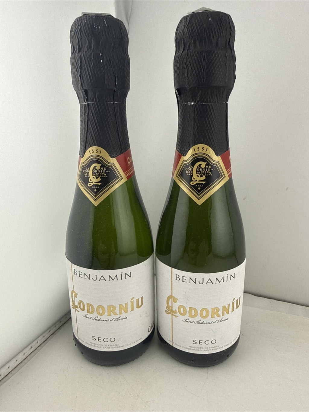 2x Vintage Codorniu Benjamin Seco Cava Mini Bottles 20cl Spain