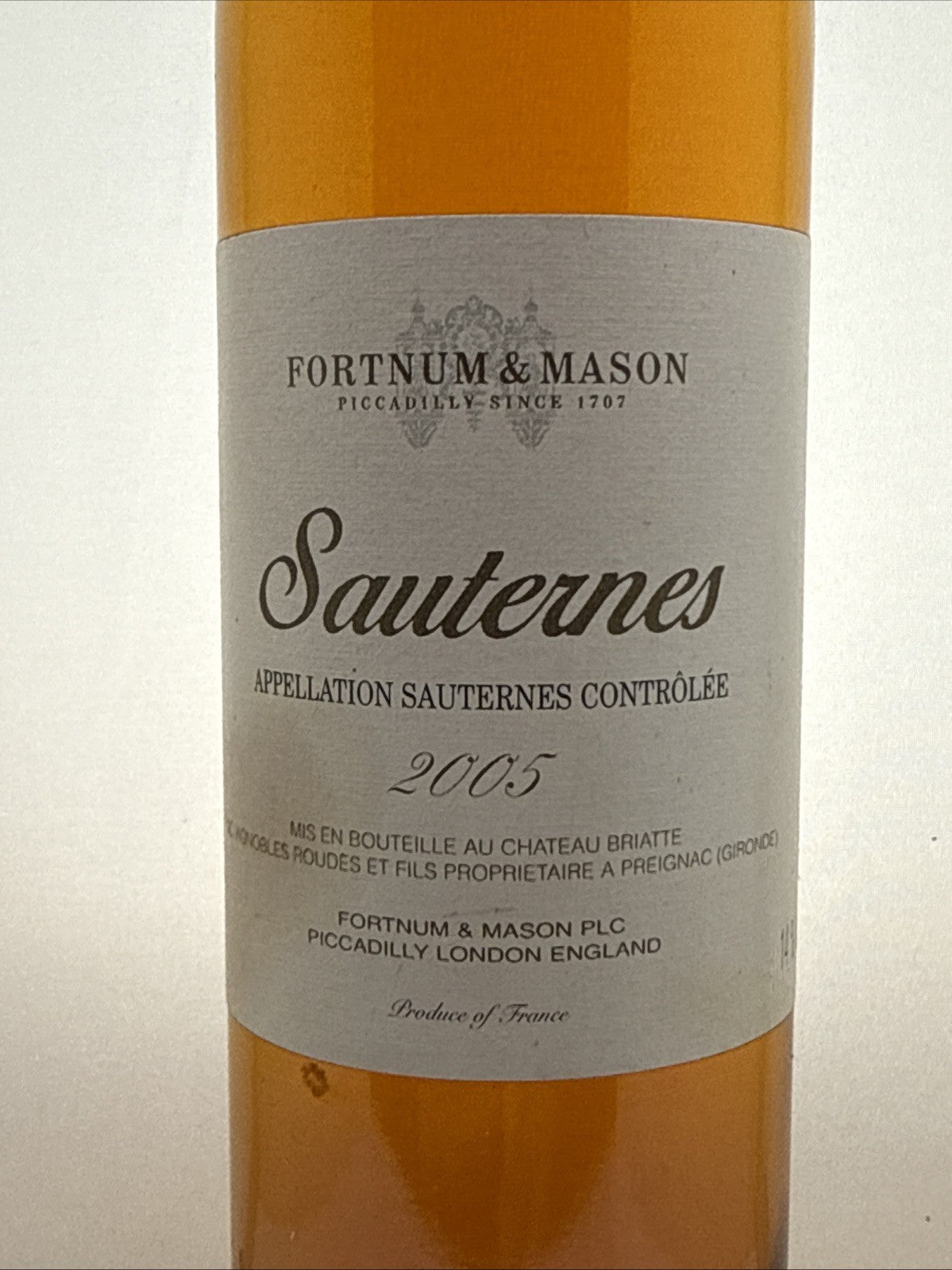 Fortnum & Mason Château Briatte Sauternes 2005 Dessert Wine 75cl