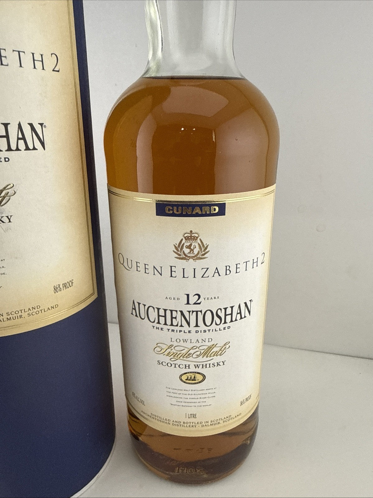 Vintage Cunard QE2 Auchentoshan 12 Year Old 1L Single Malt Whisky Boxed 1990s