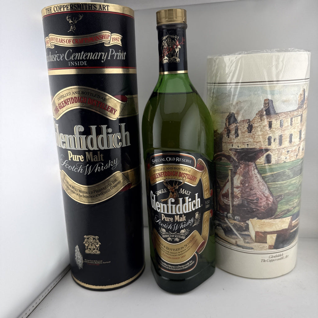 1987 Glenfiddich Centenary Pure Malt Scotch Whisky 1 Litre With Original Print