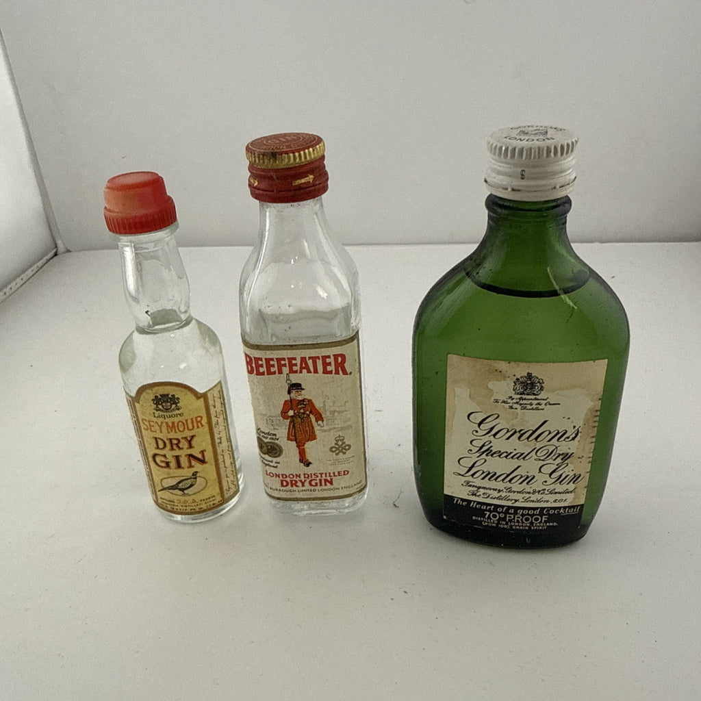Vintage Gin Miniatures Trio Beefeater Gordon’s Seymour Dry Gin 1960s-70s