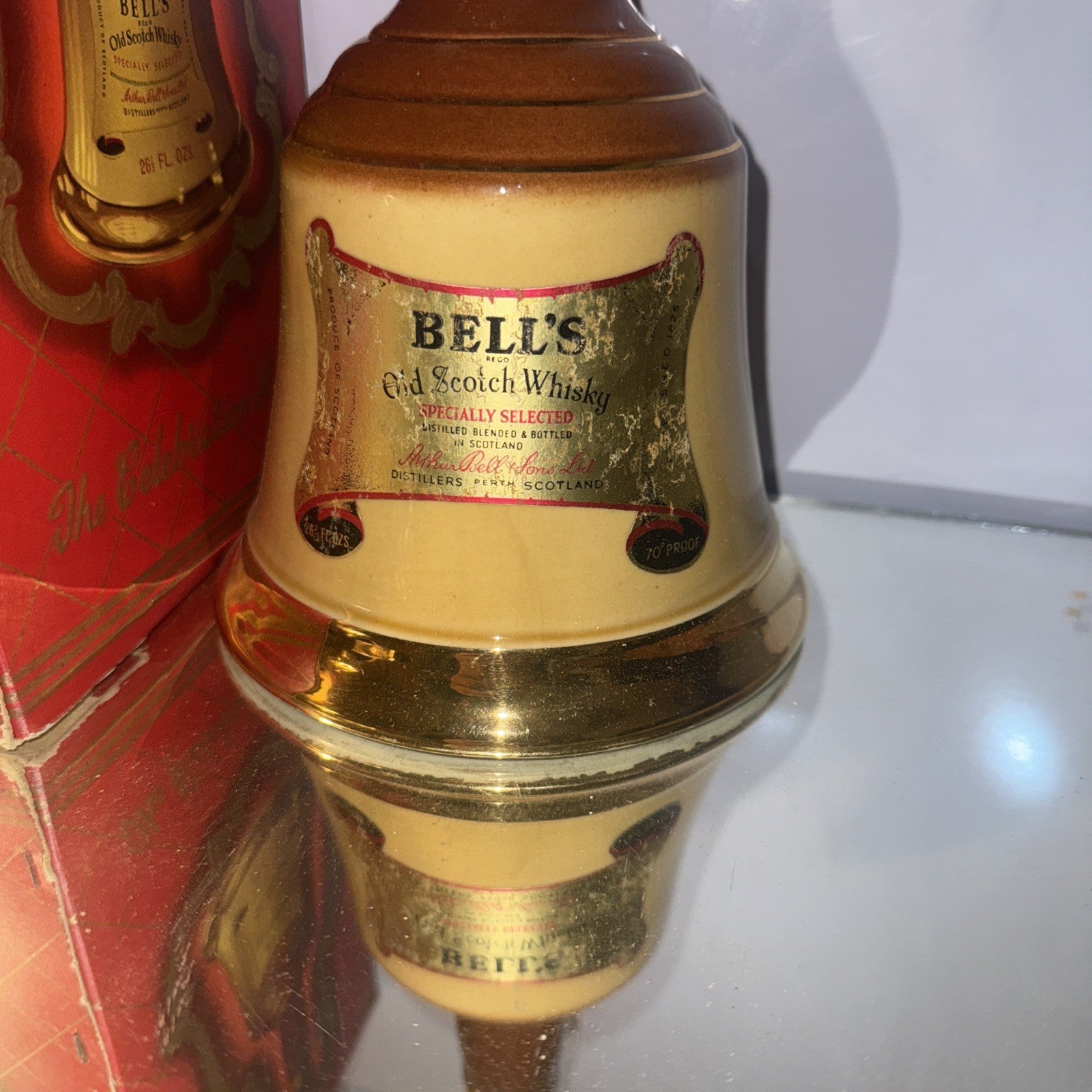 Bells Old Scotch Whisky Mini Decanter  70 Proof 26 2/3 Floz 1970s Original Box!!