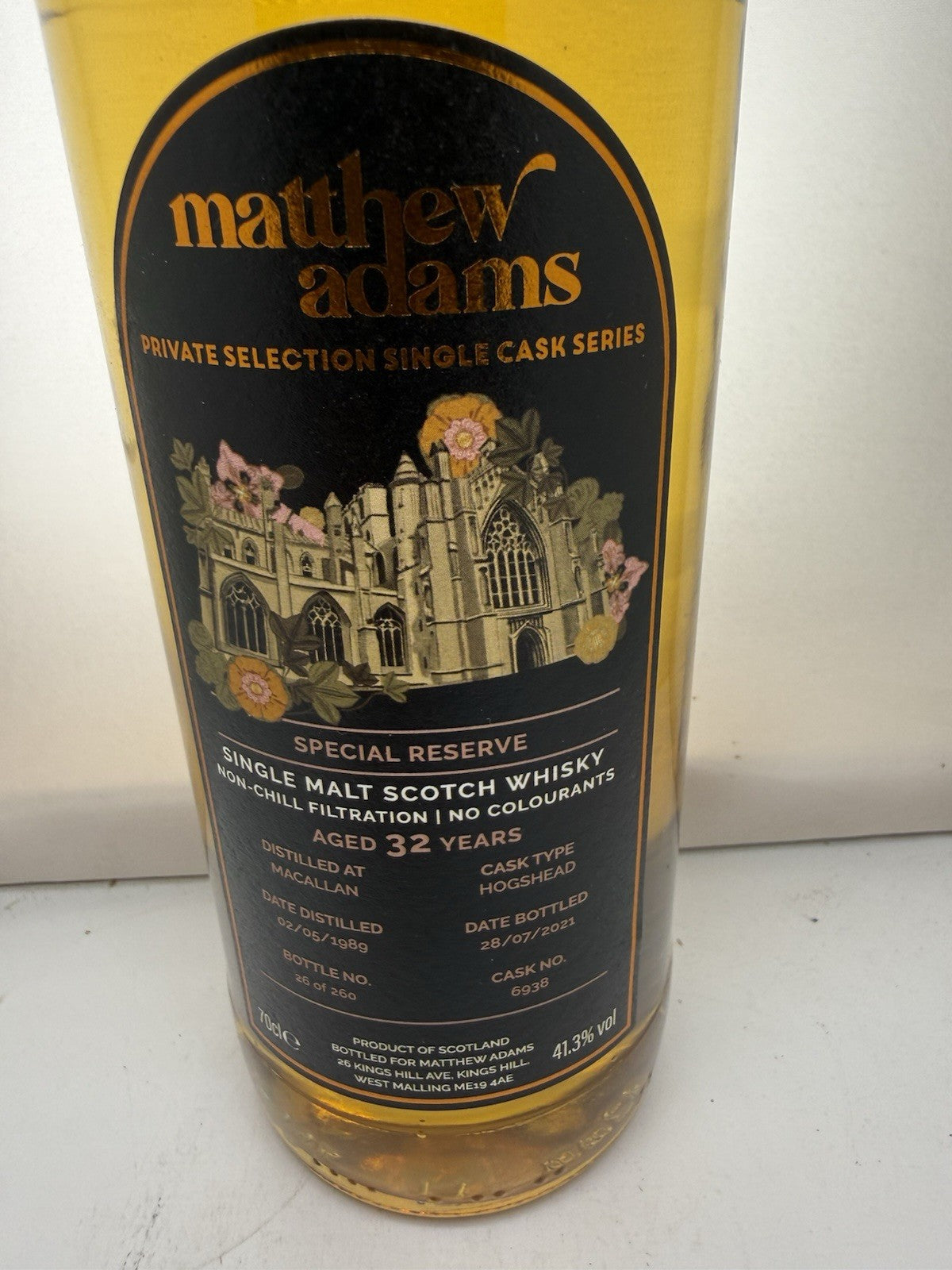 Macallan 32 Year‑Old (distilled 1989, bottled 2021, cask 6938, 26‑of‑260)