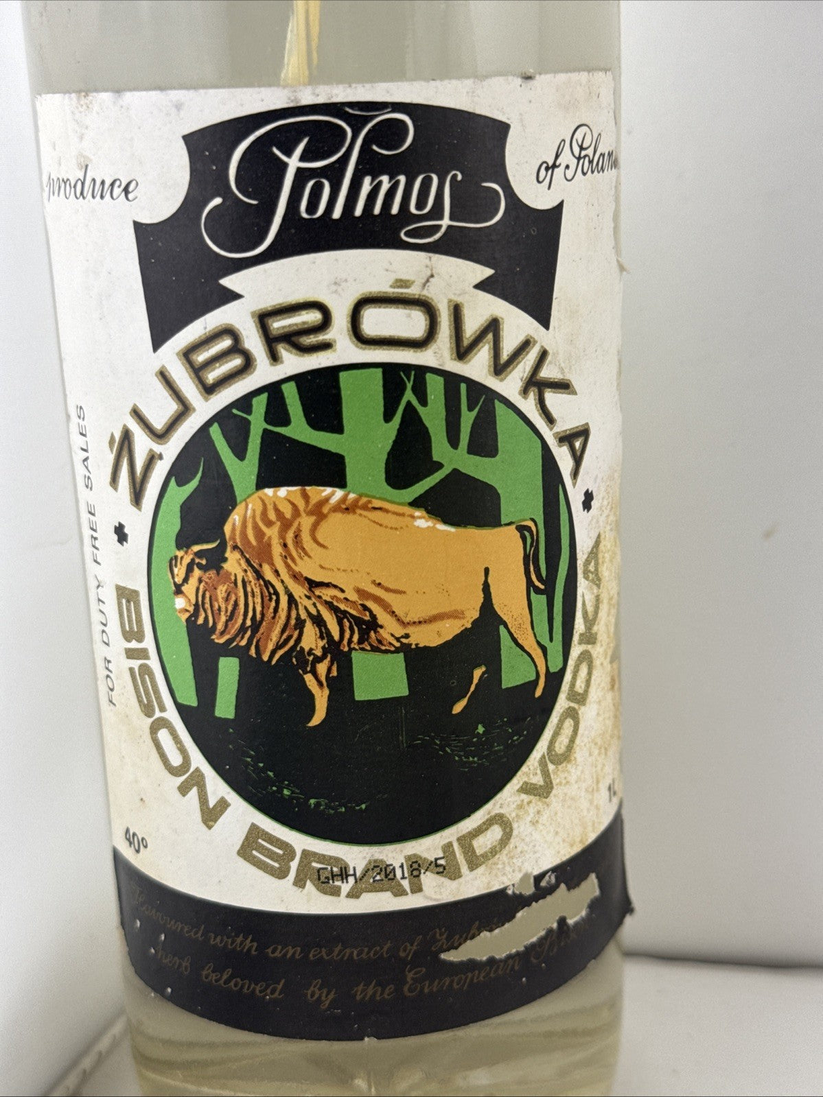 Vintage 1990s Zubrowka Bison Grass Vodka 1L 40% Polmos Poland Sealed