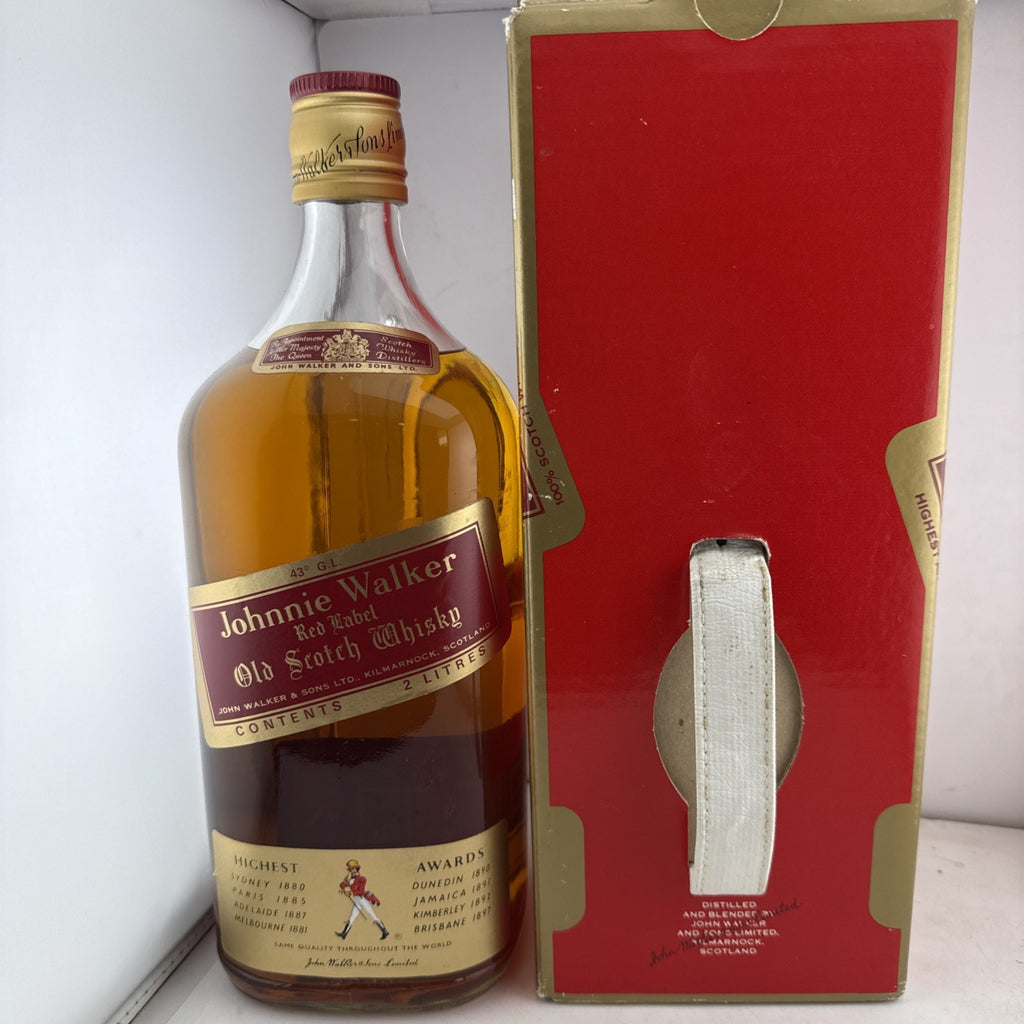Vintage Johnnie Walker Red Label 2L 43% Scotch Whisky Boxed 1970s