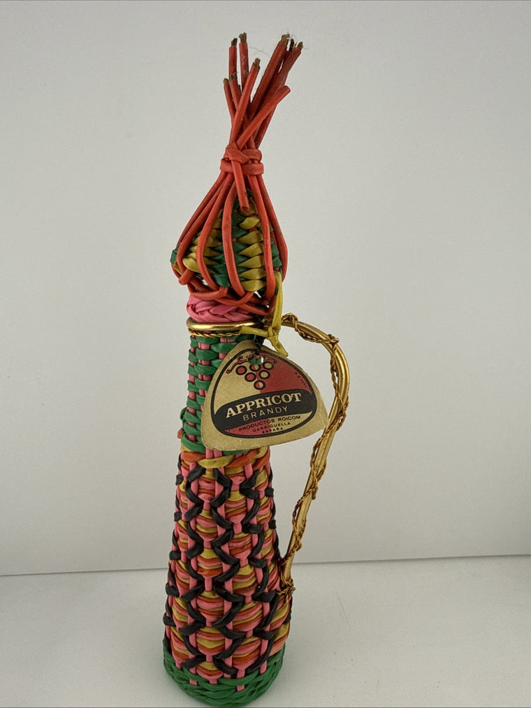 Vintage Spanish Apricot Brandy Woven Bottle Roicom Garriguella c1970