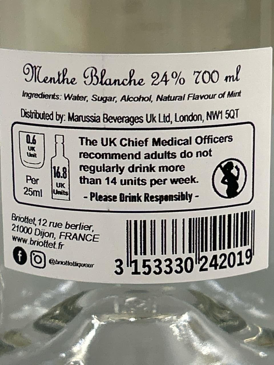 EDMOND BRIOTTET LIQUEUR DE MENTHE BLANCHE / 700M; / 24%