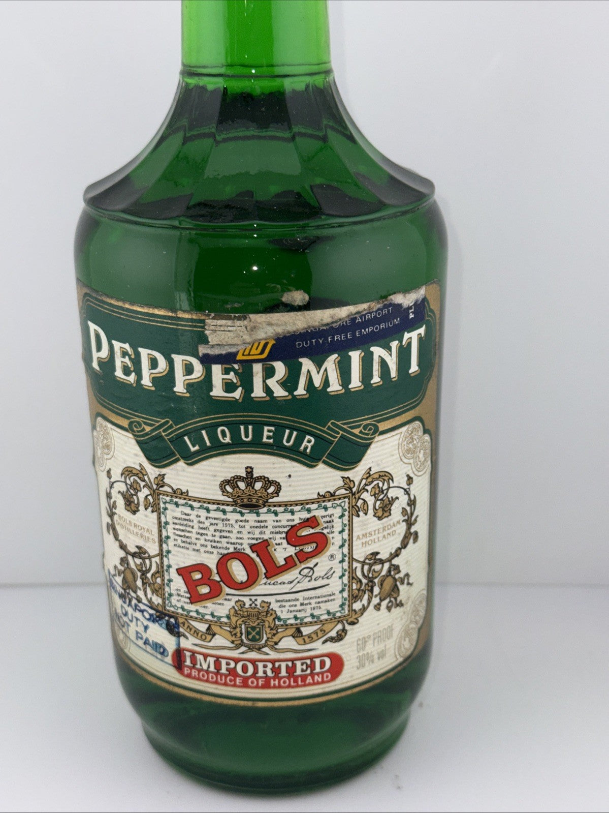 1960s/70s  Bols Crème De Menthe 60 Proof 1L Bottle