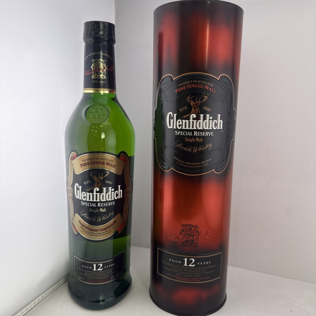 Glenfiddich 12 Year Old 1990s Single Malt Scotch Whisky 70cl + Tube