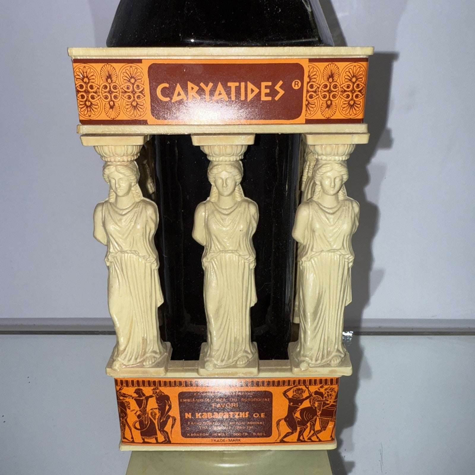 Caryatides Greek Brandy Ornate 500ml Bottled From 1970s Retro/vintage