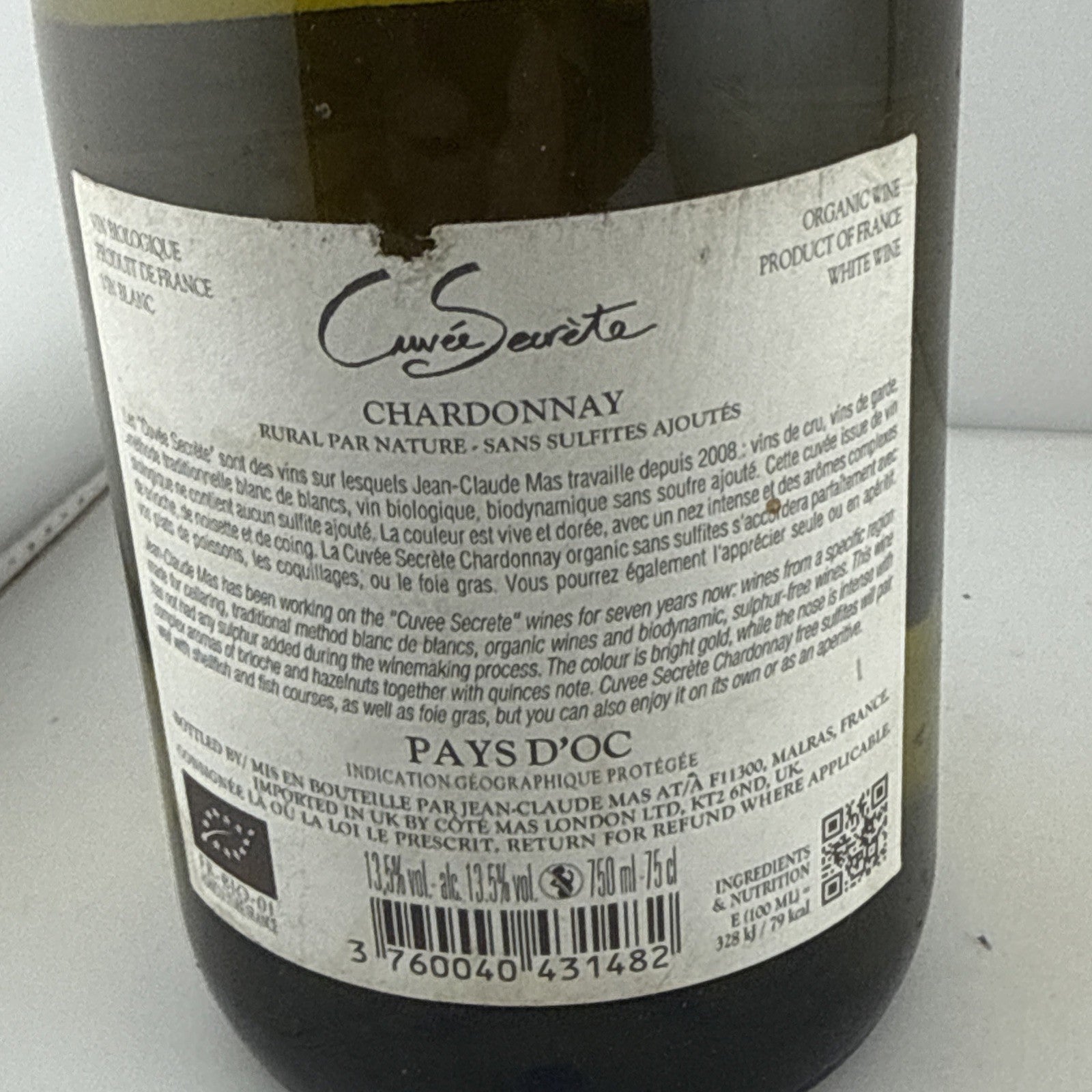 2024 Jean-Claude Mas Cuvée Secrète Chardonnay Organic 75cl
