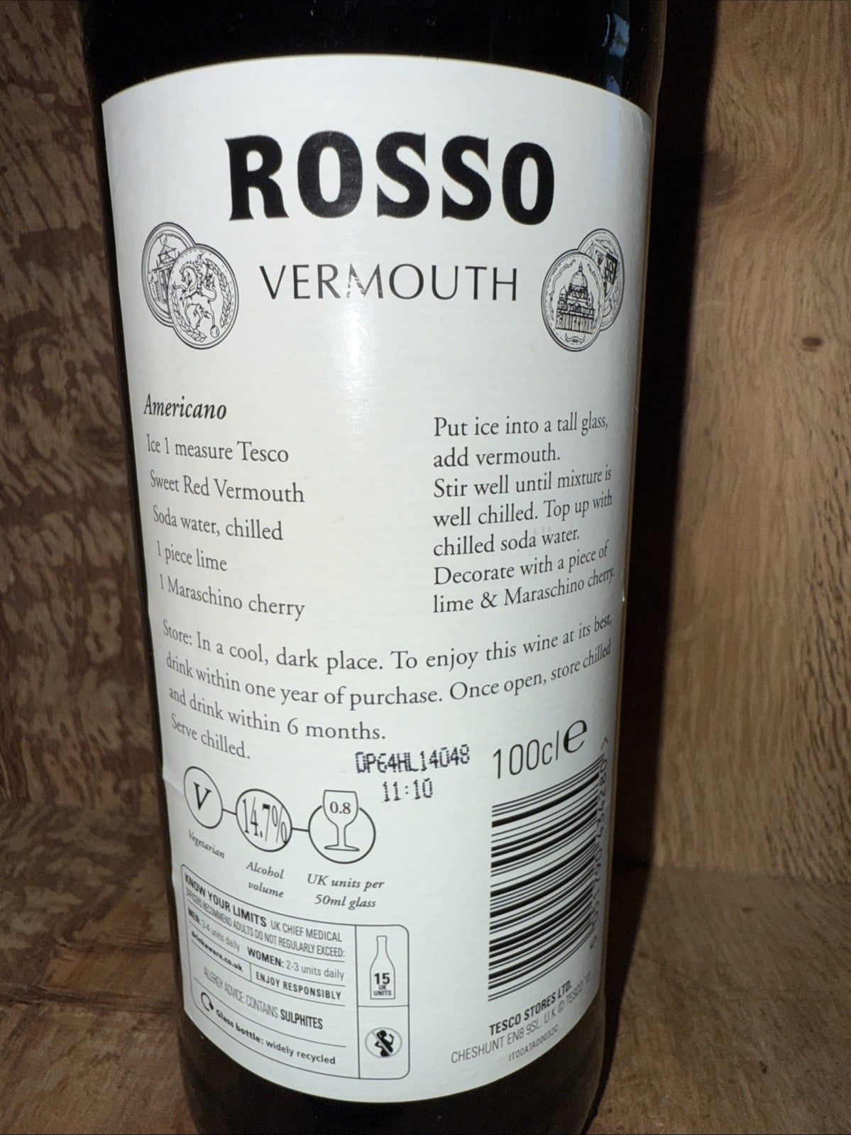 Tesco Rosso Vermouth from 1980s Full Good Condition