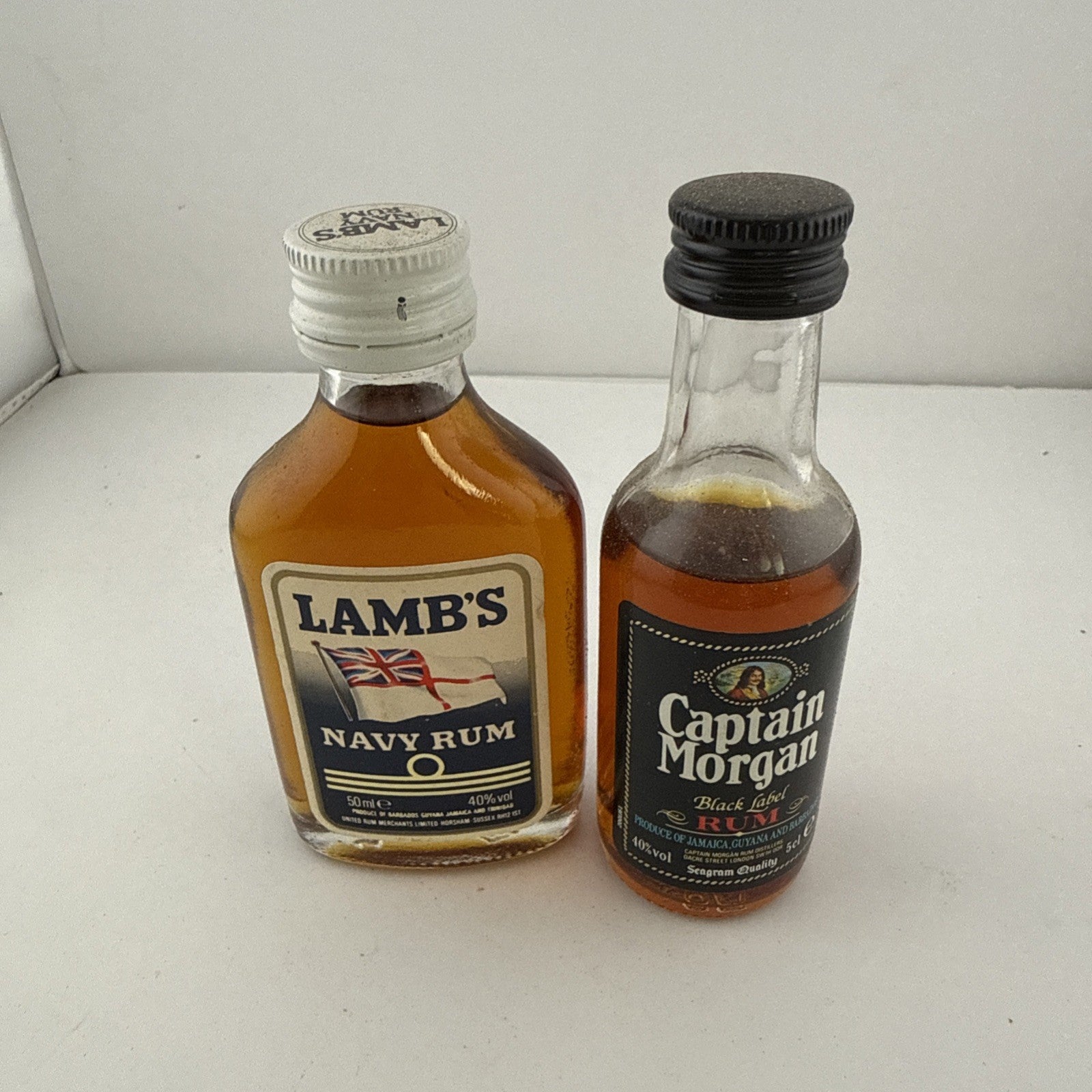 Vintage 1990s Lamb’s Navy Rum & Captain Morgan Black Label Miniatures 5cl