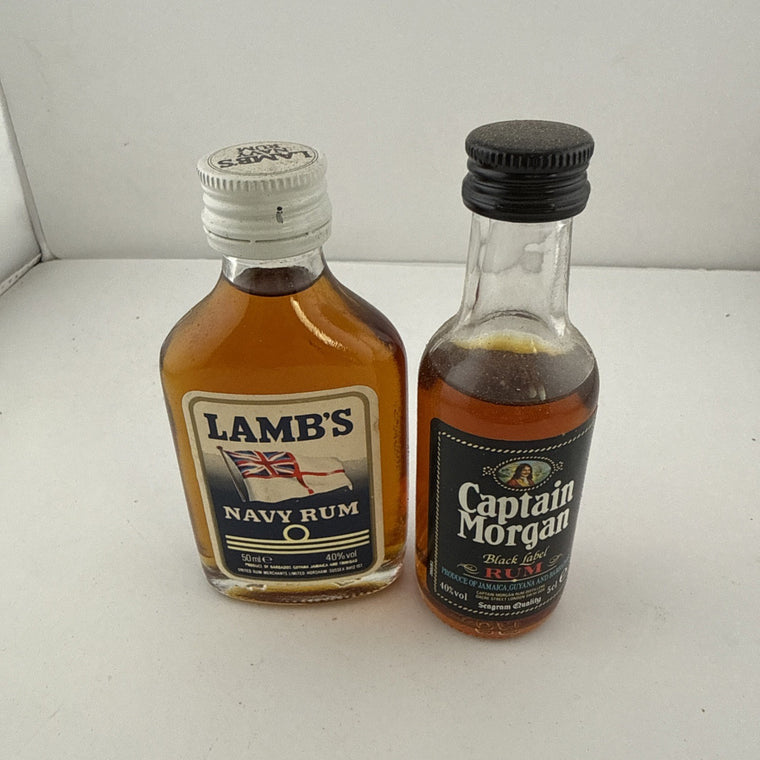 Vintage 1990s Lamb’s Navy Rum & Captain Morgan Black Label Miniatures 5cl