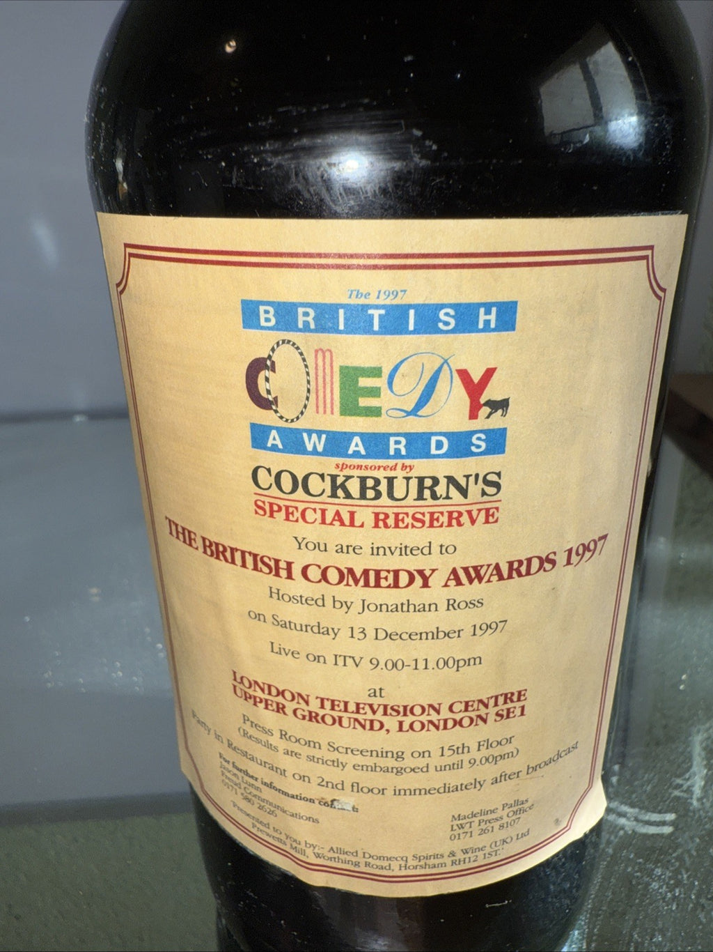 Cockburns Special reserve Port bottled For British Comedy Awards 1997