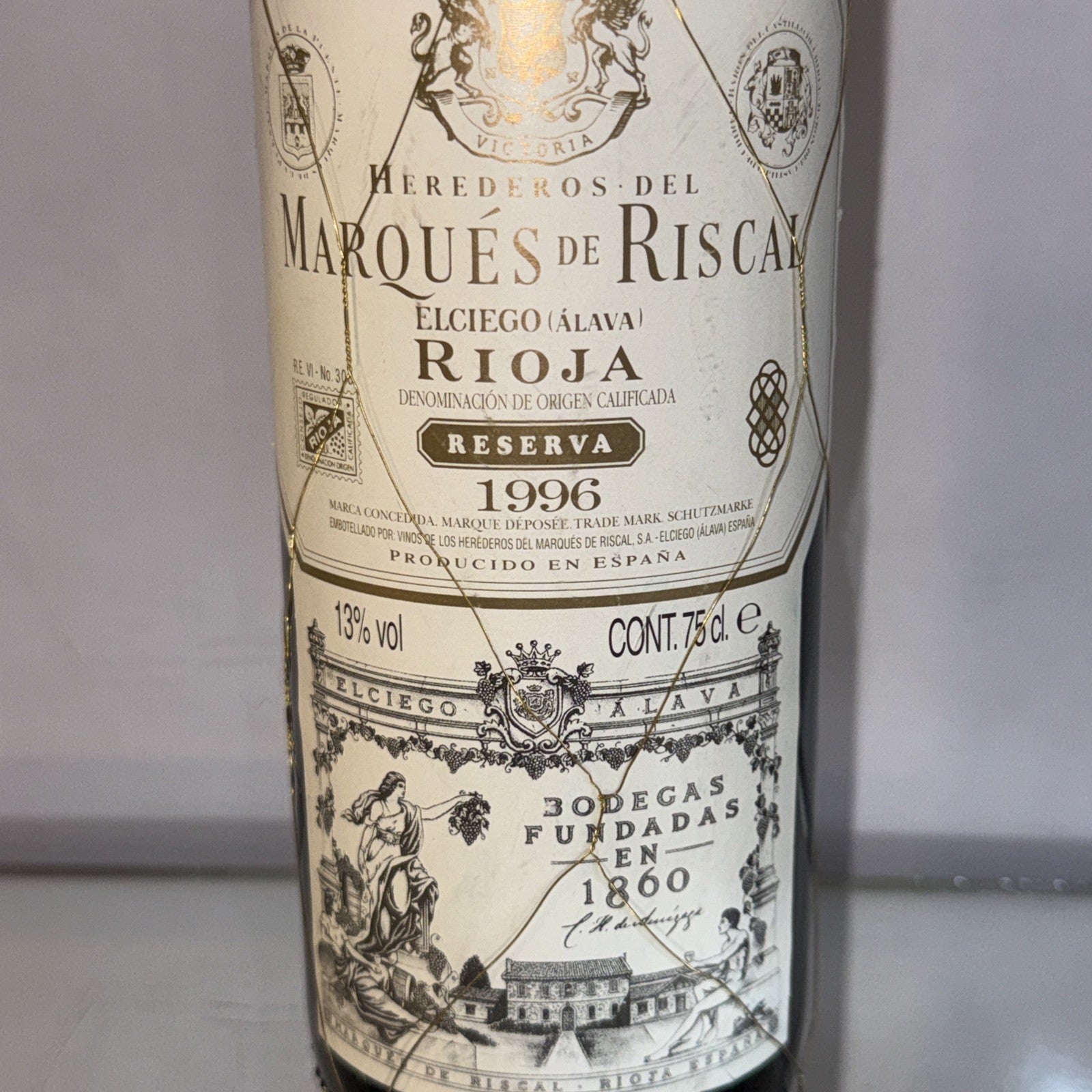 bottle of Marqués de Riscal Rioja Reserva 1996