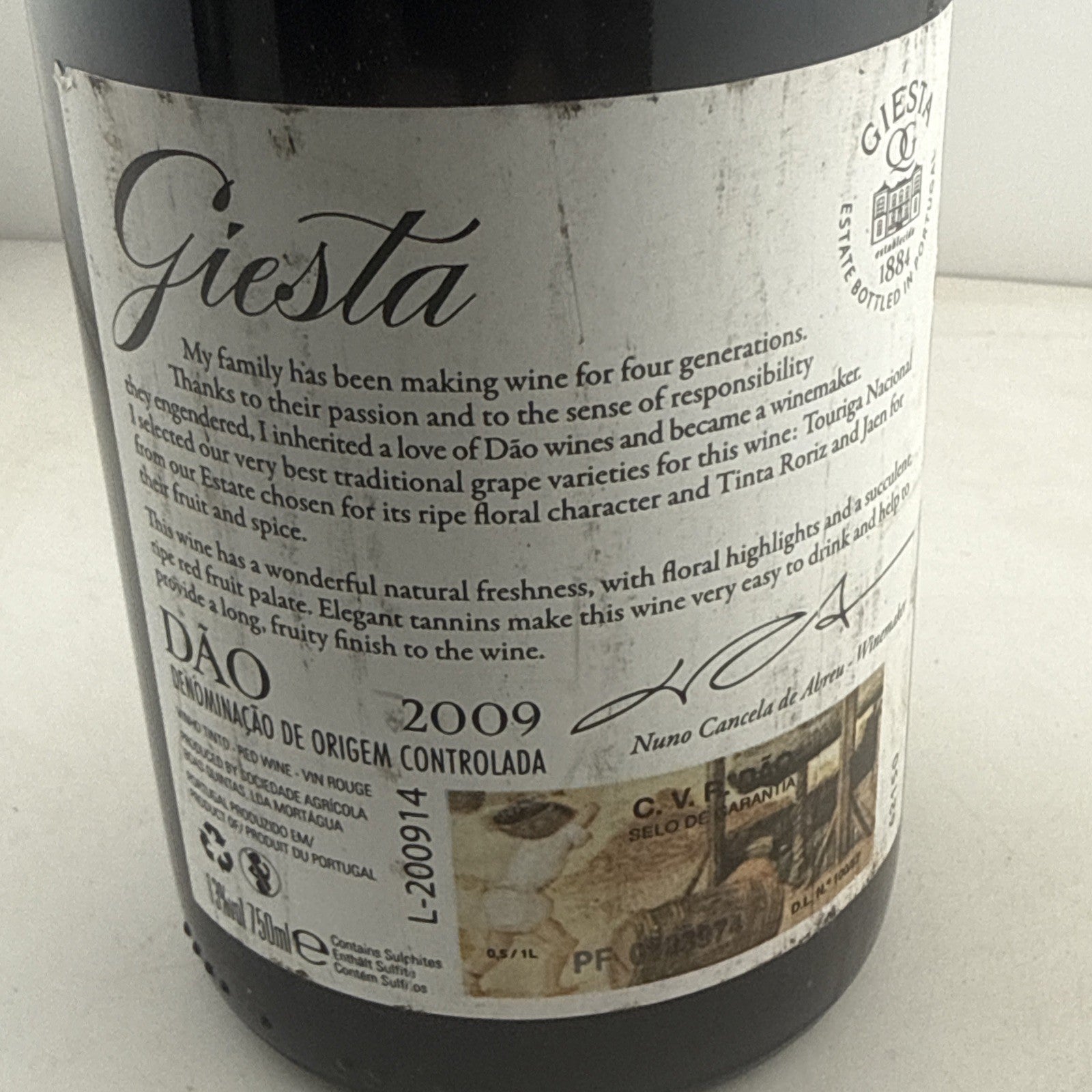 Quinta da Giesta Dão 2009 Portuguese Red Wine 75cl 13%.