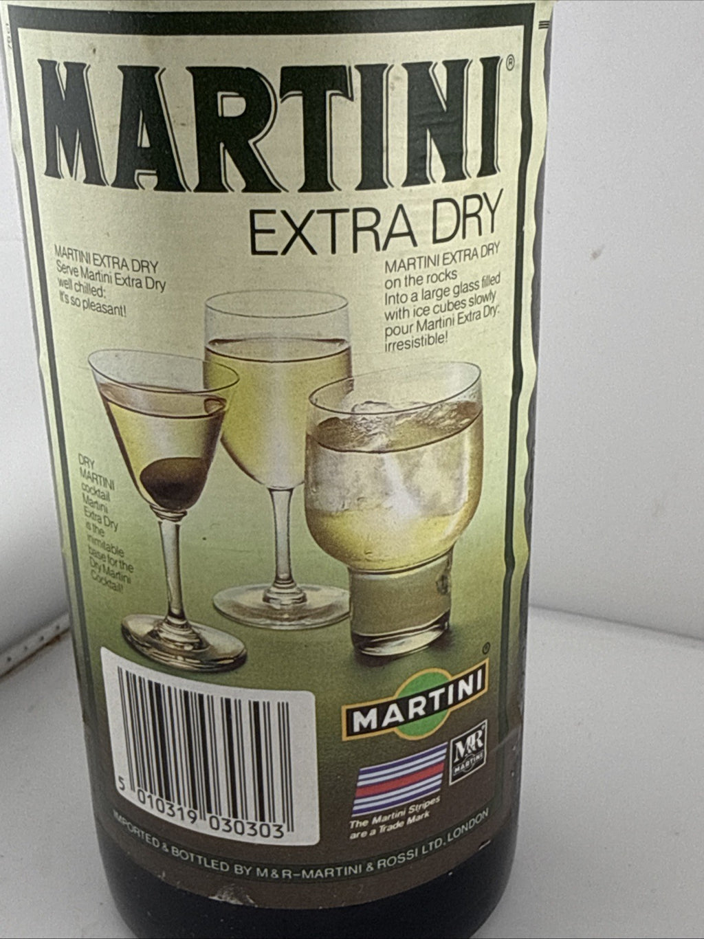 1980s Martini Extra Dry Vermouth 75cl Vintage Italian Aperitif