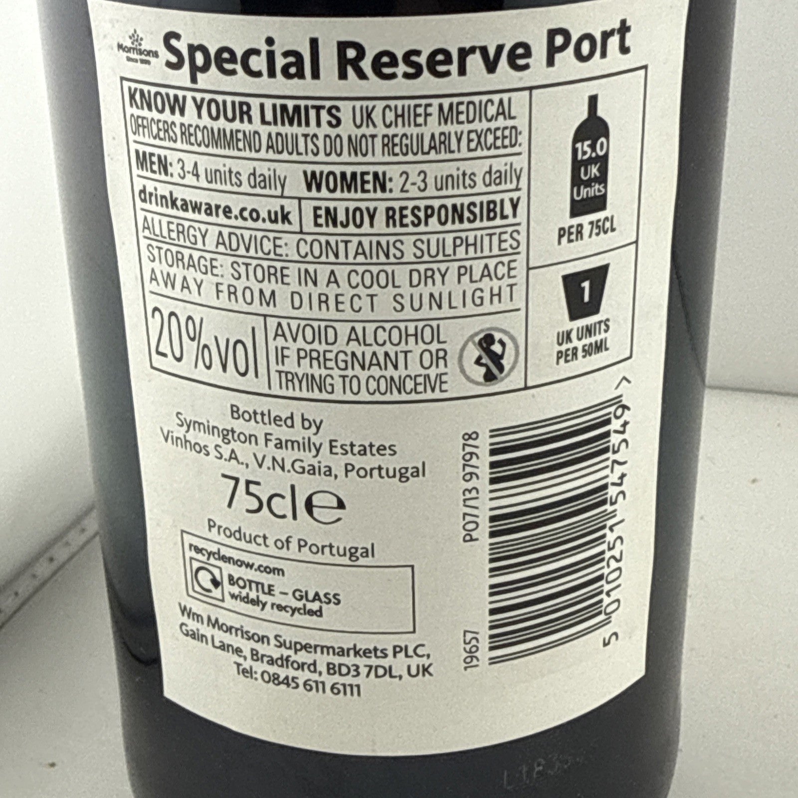 Morrisons Special Reserve Port 75cl 20% Portugal Symington Family
