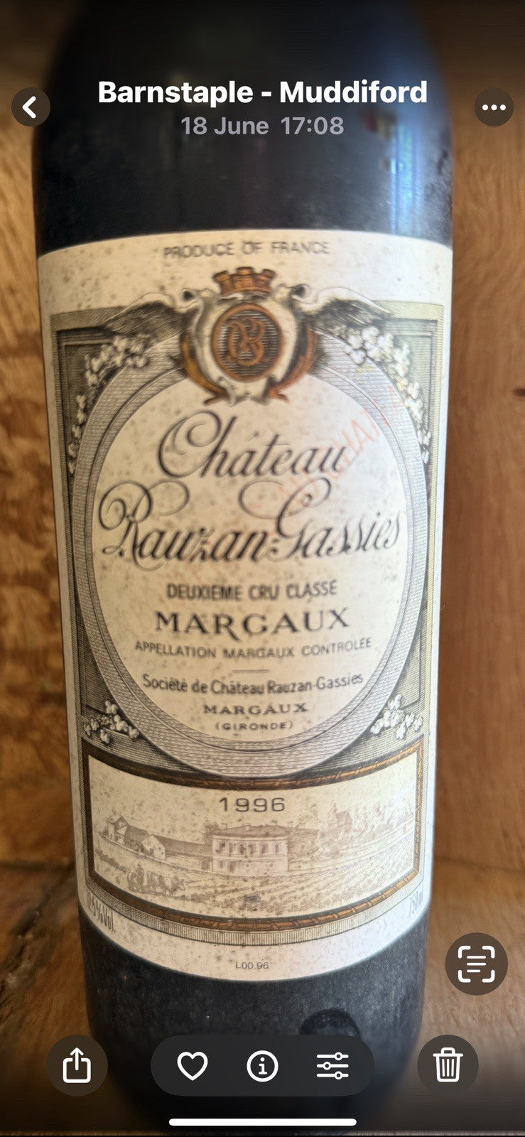 CHÂTEAU RAUZAN GASSIES 1996 Margaux 2 Cru