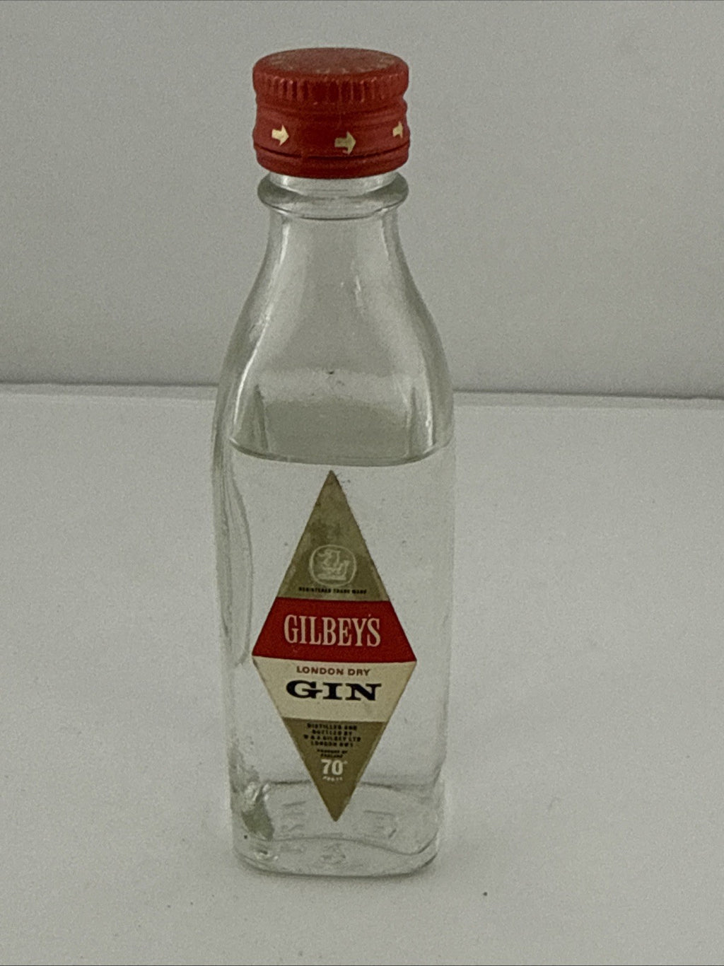 Vintage Gilbey’s London Dry Gin Miniature 70 Proof 1970s