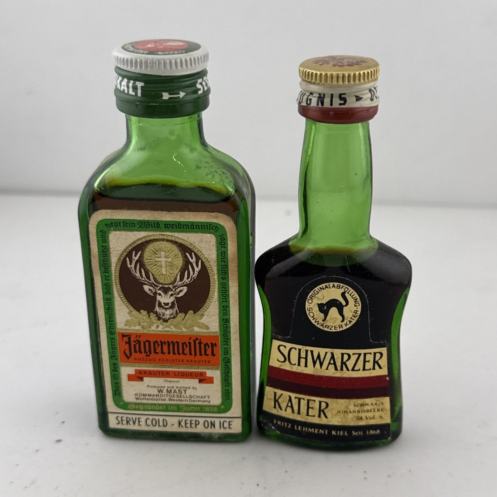 Vintage Jägermeister & Schwarzer Kater German Liqueur Miniatures