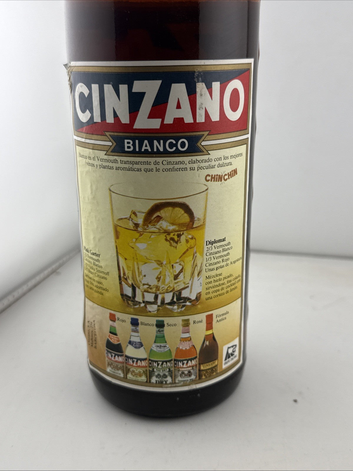 Vintage Cinzano Bianco Vermouth 1 Litre Spanish Bottling Sealed
