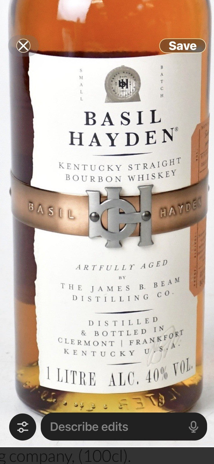 1L Basil Hayden Bourbon; label and 40% ABV date it to the mid-2010s