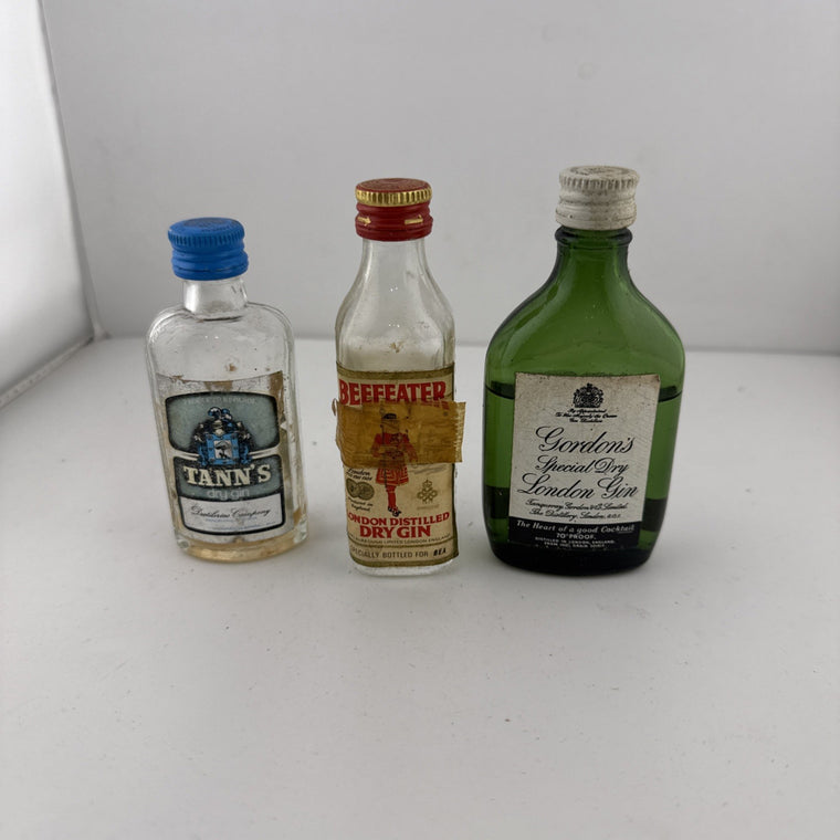Vintage Gin Miniatures Set Beefeater Gordon’s Tann’s 1960s/70s