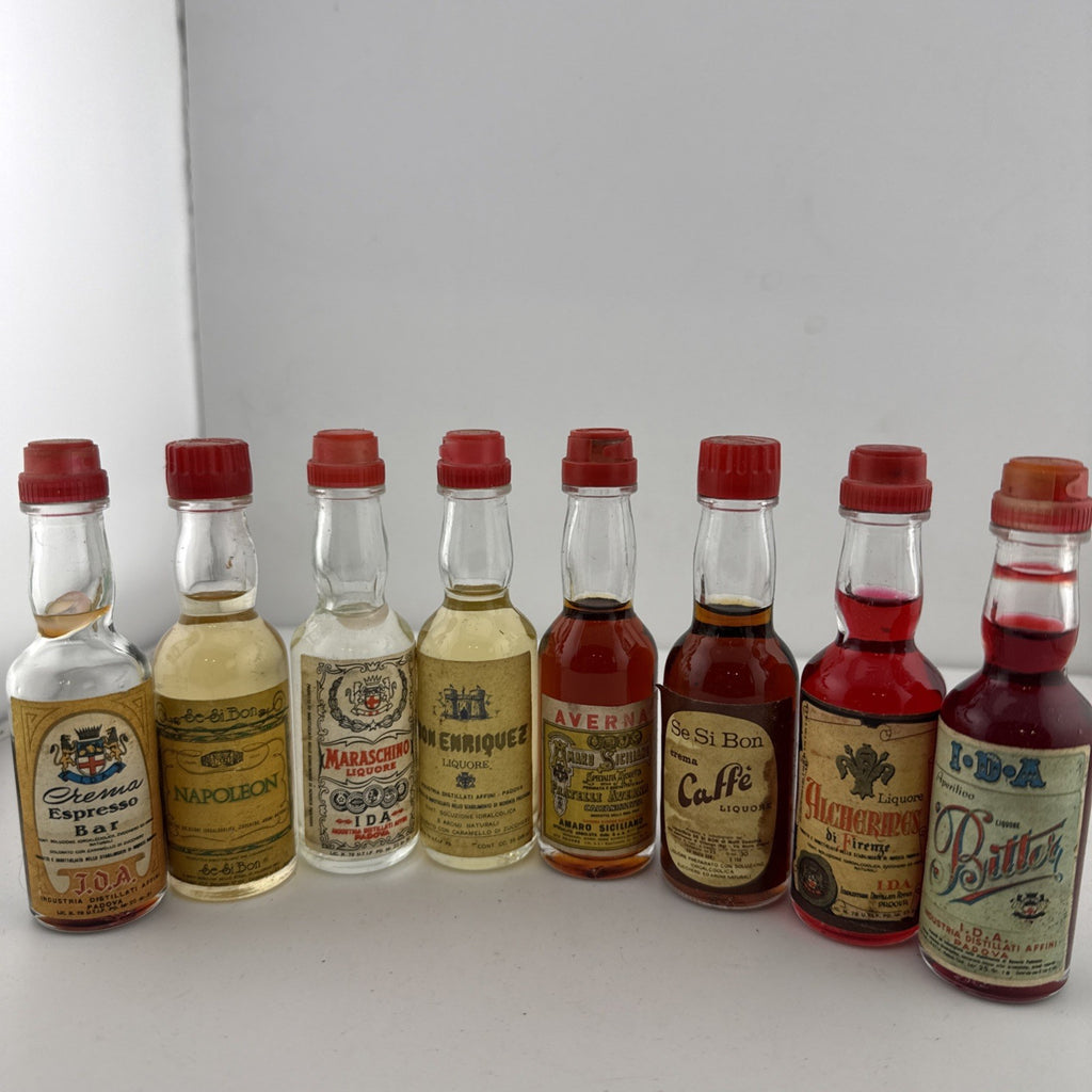 Vintage Italian Liqueur Miniatures Set I.D.A Averna Maraschino Bitter 1960s/70s