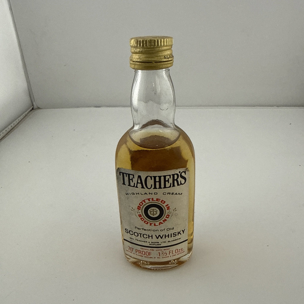 Vintage Teacher’s Highland Cream Miniature Whisky 70 Proof 1⅔ Fl Oz 1960s