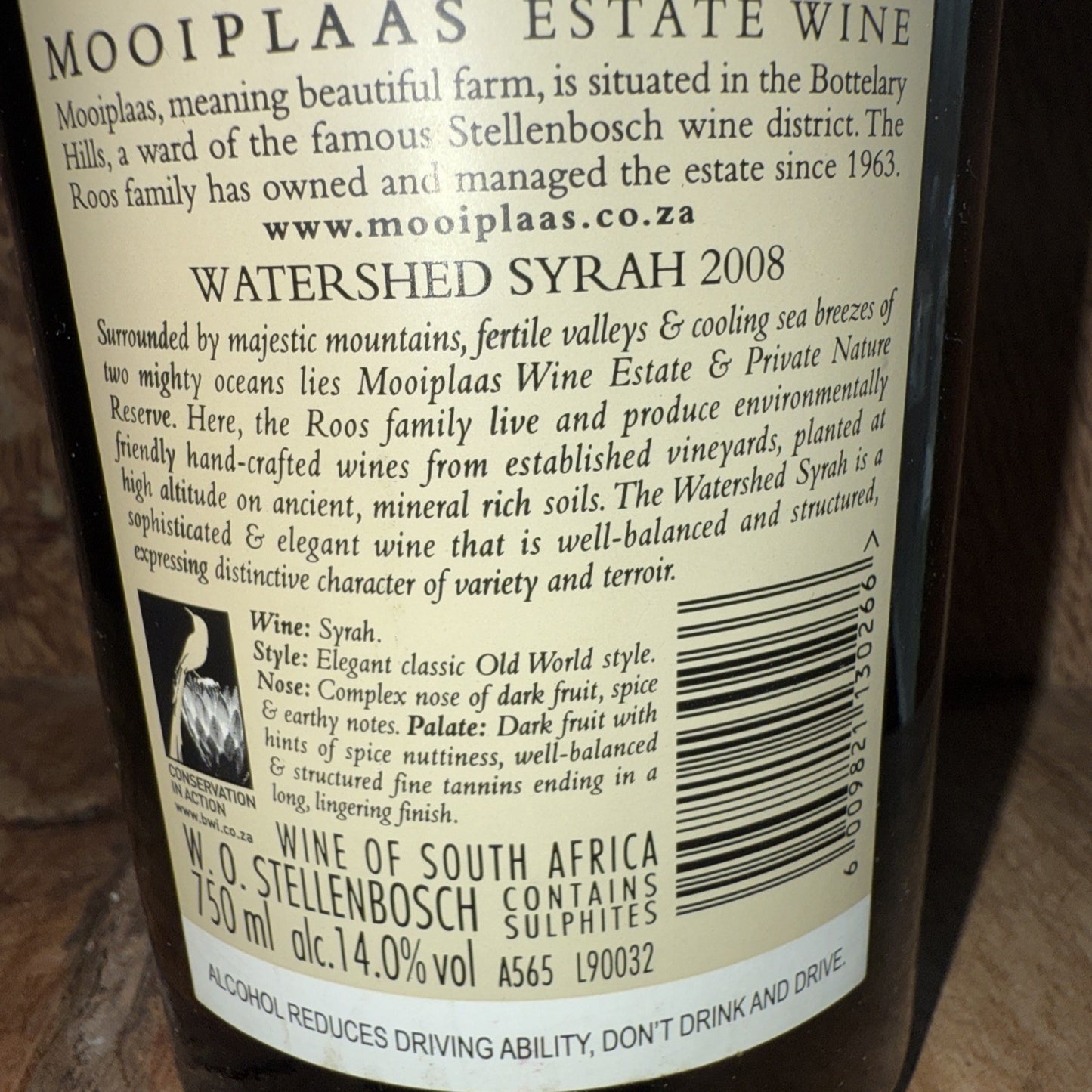 Mooiplas Estate Wine syrah 2008