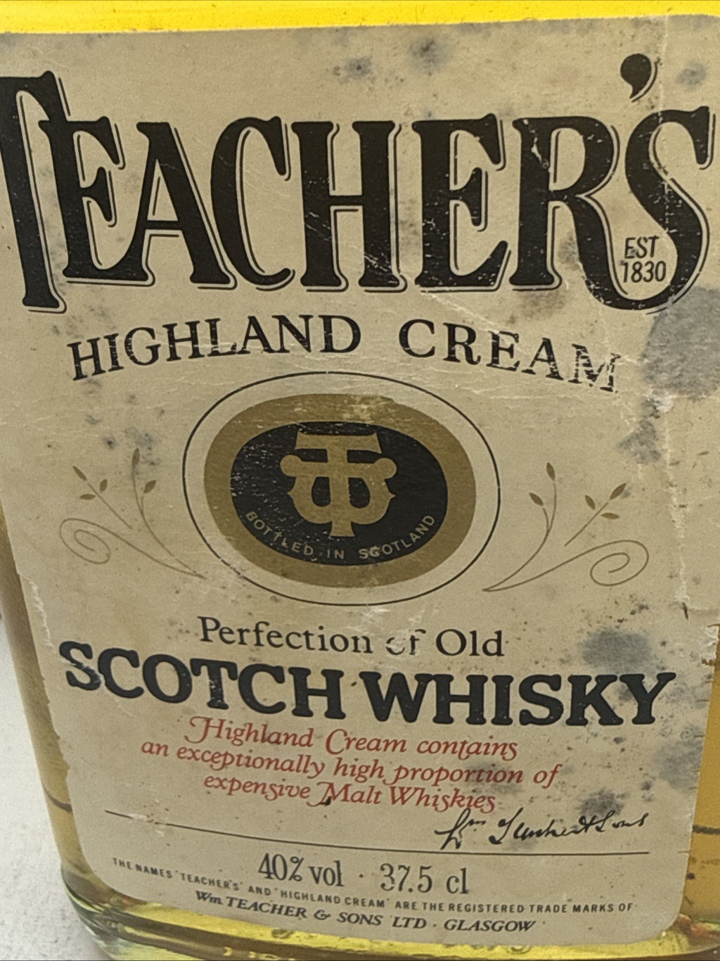 Teacher's Highland Cream — 37.5cl — 1980s Vintage — Blended Scotch —
