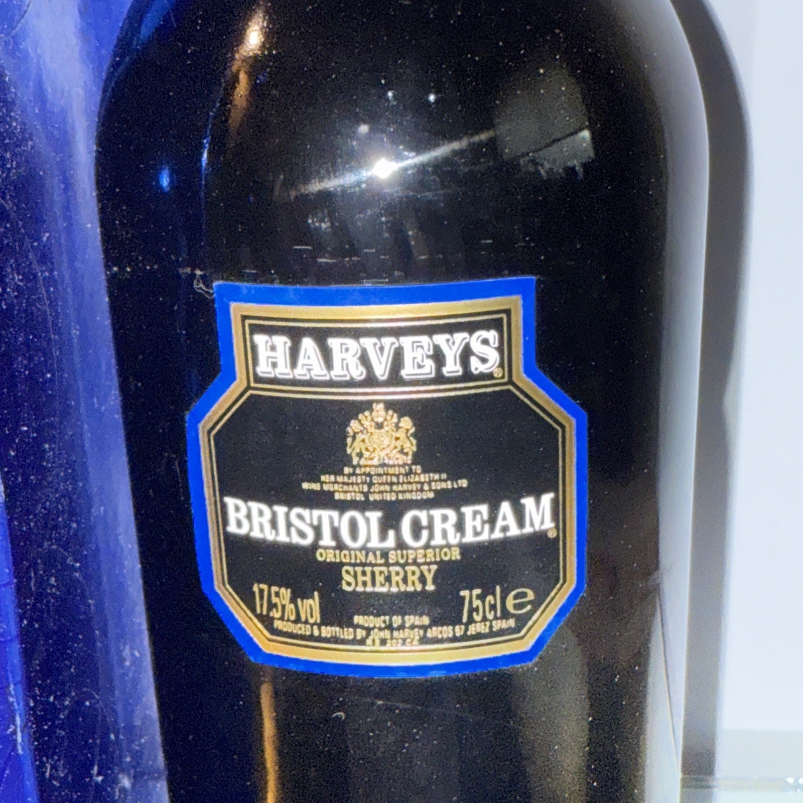 Harveys Bristol cream in Blue bottle Blue box