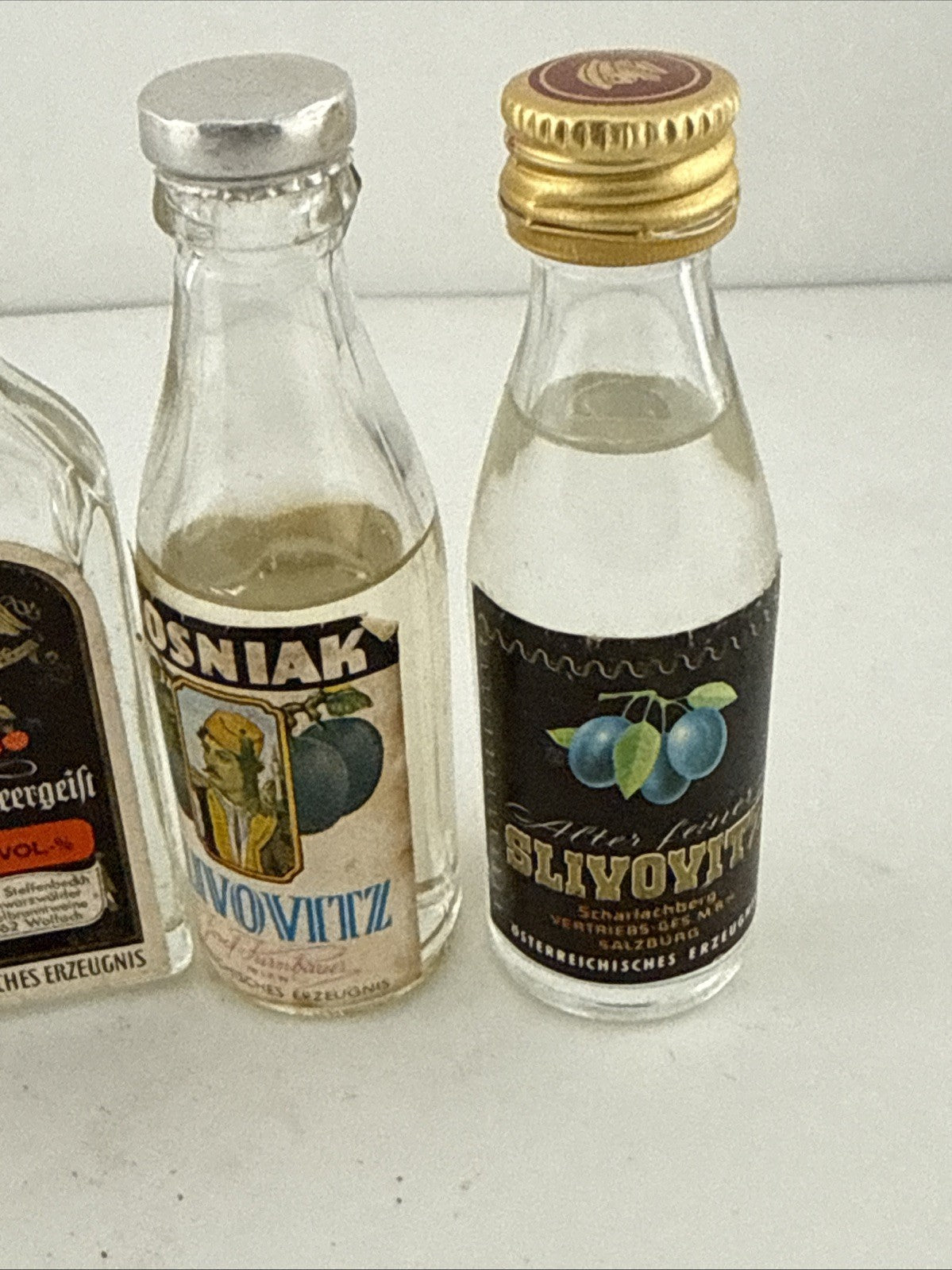 Vintage Collection of 4 European Fruit Schnapps & Slivovitz Miniatures 1970s/80s