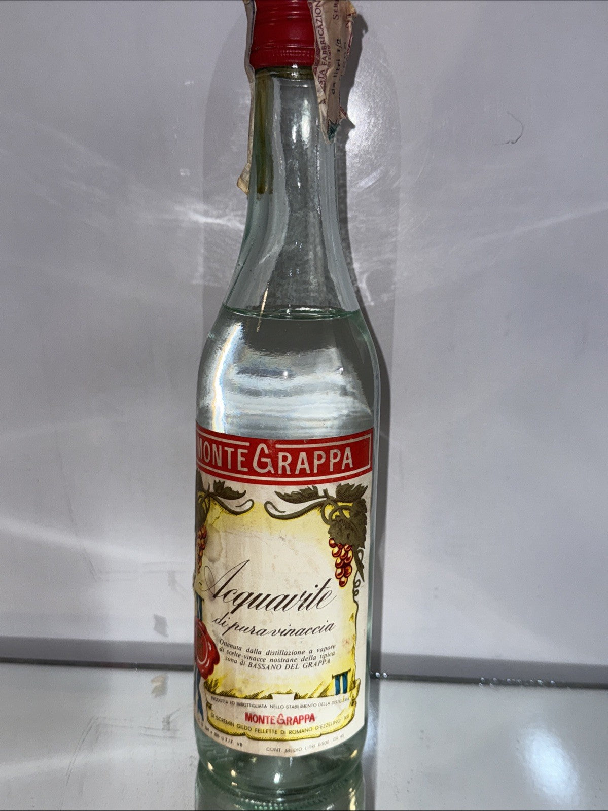 Acquavite di pura vinaccia” produced by Distilleria Monte Grappa 1970s