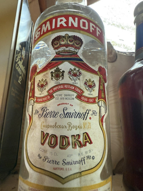 Smirnoff bottled 1970s 80% proof Vodka 1 L mature aged Unique Flavour