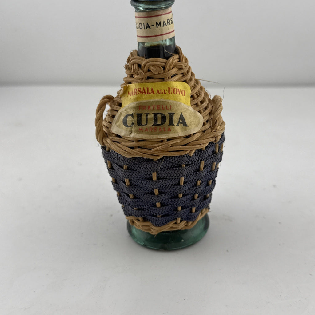 Vintage Fratelli Cudia Marsala all’Uovo Miniature Wicker Bottle